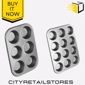 Chef Aid 6/12 Cup Muffin Pan Non-Stick Bakeware For Cupcakes & Muffins Durable - Picture 1 of 7