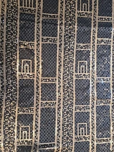 Black Gold Charcoal Sequin Mesh Dress Fabric 110cm X 150cm Wide Party Wedding  - Picture 1 of 2