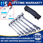 6Pc Double Box End Ratcheting Wrench Flex-Head Extra Long Heavy Duty Spanner Set