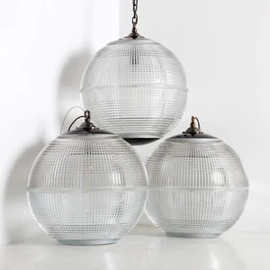 ORIGINAL VINTAGE ANTIQUE XL 50CM HOLOPHANE PARISIAN GLOBE PENDANT LIGHT - Picture 1 of 14