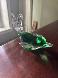 Murano Sommerso Kunstglas Vintage geschichtet grün klar Delfin Fisch ex cond - Bild 1 von 4