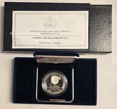1997-P National Law Enforcement Proof Commemorative Silver Dollar w/ OGP & COA - Image 1 of 3