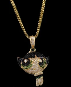 Custom iced out Cartoon Pendant 925 Sterling Silver White & Colour Moissanite - Picture 1 of 6