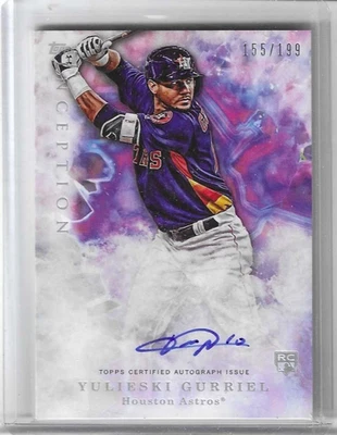2017 TOPPS INCEPTION YULIESKI GURRIEL ON CARD AUTO RC ROOKIE 155/199 #105 ASTROS - Image 1 of 2