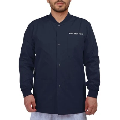 Personalized Customizable Embroidered Men’s Snap Front Scrub Jacket - Add Your E - Image 1 of 4