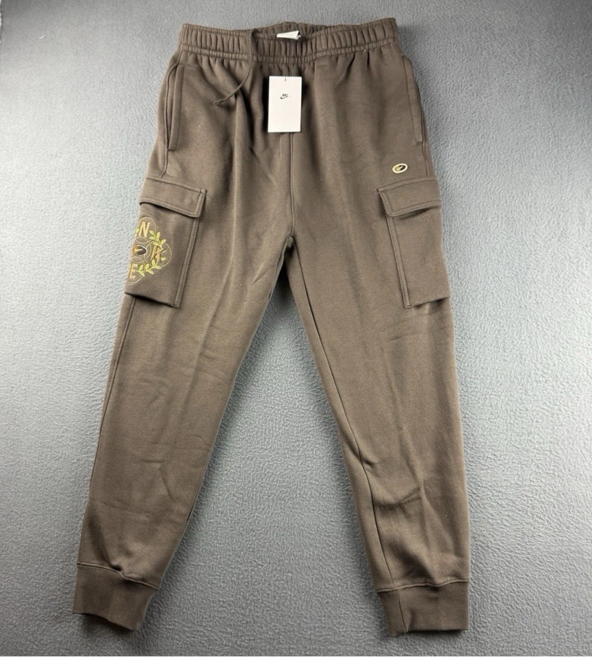 Nike Pants Mens Sz XL Brown FZ2719-237 Cargo Embroidered Swoosh Logo Sweatpants