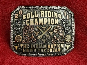 Bull Riding X~Treme Rodeo Champion Trophy Buckle☆Indian Nation☆2011☆Rare☆524 - Picture 1 of 16