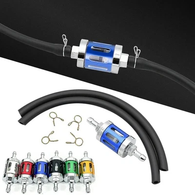 8mm Motorcycle Fuel Hose CNC Glass Gas Fuel Oil Filter For Honda Kawasaki Suzuki - Image 1 of 4