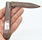 Vintage Indian Folding Knife: Old, Unique Shape, Wooden Handle, Iron Blade Z3