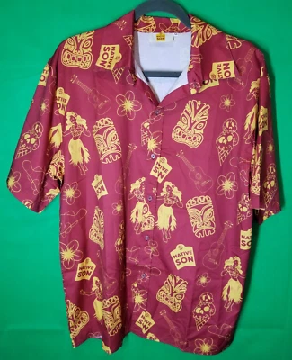 Native Son Hawaiian Tiki Floral Hula Ukulele Short Sleeve Button Up Shirt Mens M - Image 1 of 4