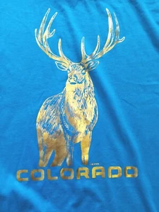 Vintage Colorado Metalic Gold Screen Jerzees T-shirt Turquoise 1988 Men's XL - Picture 1 of 11
