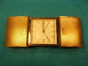 AWESOME OLD VTG ENCASED BRASS "SEMCA" TRAVEL ALARM CLOCK; ENGRAVED "SP" INITIALS - Picture 1 of 19
