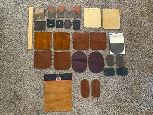 Vintage Genuine Suede Leather Elbow Patches  Cowhide Misc 29 Pc Lot - Picture 1 of 5