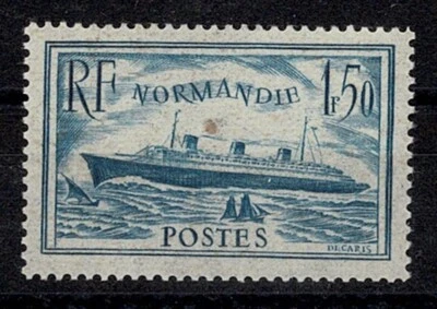 FRANCE STAMP YVERT N° 300 b " PAQUEBOT NORMANDIE 1F50 TURQUOISE " MNH F-VF Y597 - Image 1 of 2