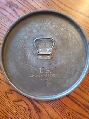 Vintage U.S. American Stove Co Military Dutch Oven Lid. Stamped 1942  - Image 1 of 4