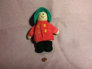 9" Eden PADDINGTON BEAR GREEN HAT RED COAT VELOUR STITCHED BUTTONS plush stuffed - Picture 1 of 2