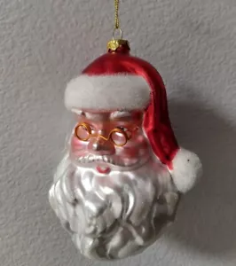 Vintage großer Weihnachtsmannkopf mundgeblasenes Glas Weihnachtsschmuck, wunderschön! - Bild 1 von 16