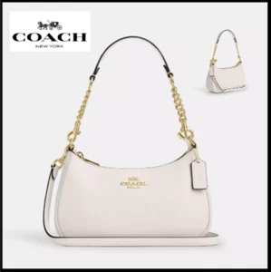 COACH CV934Teri Shoulder Bag Chalk White 2 Way Refined Pebble Leather Outlet New - Picture 1 of 13