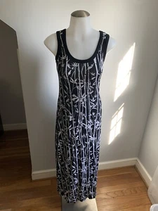 Women’s Karen Kane Black/White Bamboo Tropical Print Maxi Dress Sleeveless XS - Picture 1 of 8