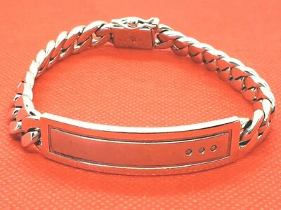 Solid 925 Sterling Silver 8.5 Inch Engravable Heavy Cuban Link ID Bracelet - Image 1 of 4