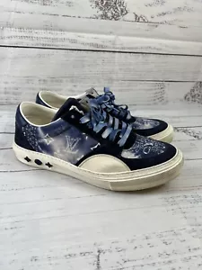 Louis Vuitton OLLIE SCARPE DA GINNASTICA BASSE IN TESSUTO - Bandana blu taglia 8 - Foto 1 di 13