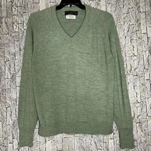 Vintage Van heusen Green Virgin Orlon Acrylic Green V Neck Sweater Grunge Men XL - Picture 1 of 10