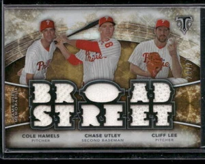 2015 Topps Triple Threads Cole Hamels Chase Utley Cliff Lee Jersey - Picture 1 of 2