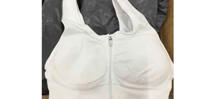 GenieZip Padded Sports Bras White With Zipper Size Small - Picture 1 of 7