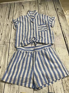 Old Navy 2 Piece Set Stripe Front tie Cotton Top Shorts XXL 18 (Girls) - Picture 1 of 9