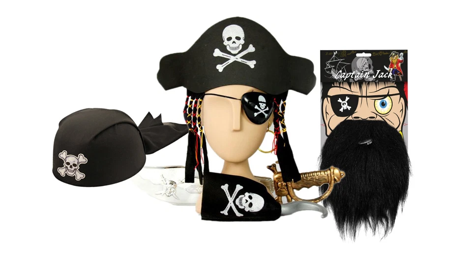 Pirate Fancy Dress Costume & Accessories - Halloween Party Dress Up Sword Gun - Image 1 of 1