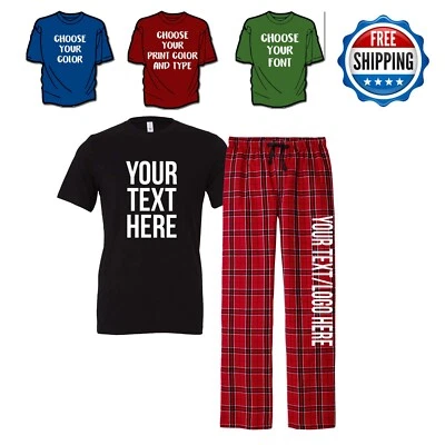 Juego de pijama de franela personalizado rojo y blanco PJ juegos de pijama personalizados individuales de grupo Foto 1 de 4
