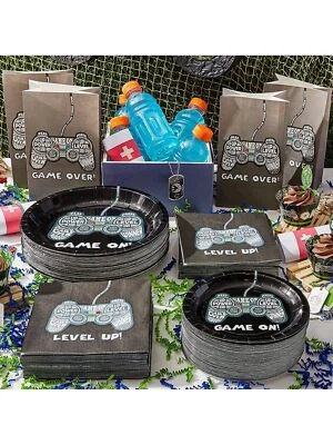 Paquete de fiesta de videojuegos, incluye 100 servilletas, 50 platos de cena, 50 aperitivos  Foto 1 de 4