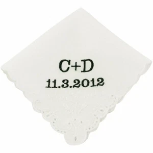 Block Monogram Wedding Handkerchief - Picture 1 of 2