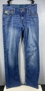 Cinch Grant Jeans Mens 29x32 Blue Denim Straight Leg Mid Rise Western Distressed - Picture 1 of 17