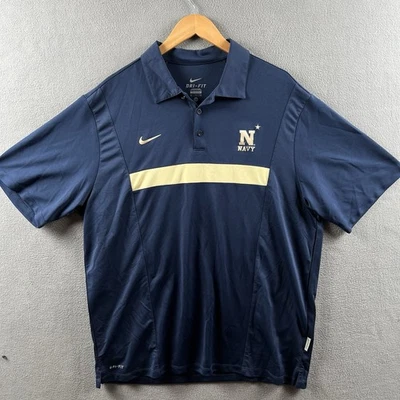 Nike Dri Fit Polo Shirt Mens XL Blue U.S. Naval Academy Midshipmen Performance - Image 1 of 4