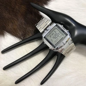 CASIO Data Bank Digital Watch 10 Year Battery Silver Stainless Retro Japan - Picture 1 of 10