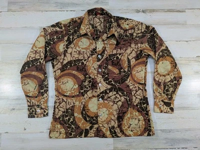 Vintage 70s Jaymar Shirt Mens Large Abstract Patterned Disco Rockabilly - Image 1 of 4