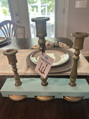 Martha Stewart Gold Iron Candle Holders Set Of 3 - Image 1 of 4