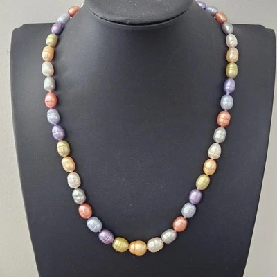 Collar de perlas multicolores Honora broche de plata de ley 20" Foto 1 de 4