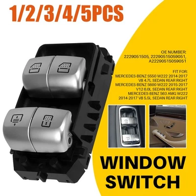 Interruptor de ventana eléctrica trasero derecho apto para Mercedes-Benz S550 S600 S63 W222 2014-17 1-5x Foto 1 de 4