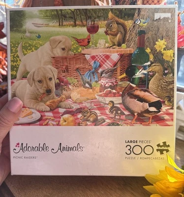 Picnic Raiders 300 Large Piece Jigsaw Puzzle Red Adorable Animals Buffalo Games - Image 1 of 4