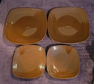 Fiesta Chocolate Brown Square Plates (2) 10.5" (2) 7.5" Fiestaware USA Retired - Picture 1 of 5