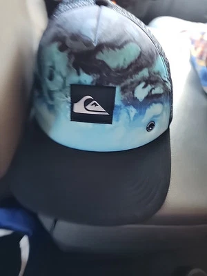 Gorra Quiksliver OS Negra Snapback Gorra Camionero Pintura Remolino Malla Espalda Verano Foto 1 de 4