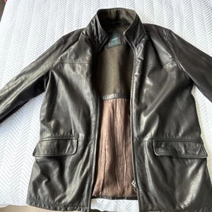 Canali Men’s Leather Jacket. Dark Brown Size Large. - Picture 1 of 11