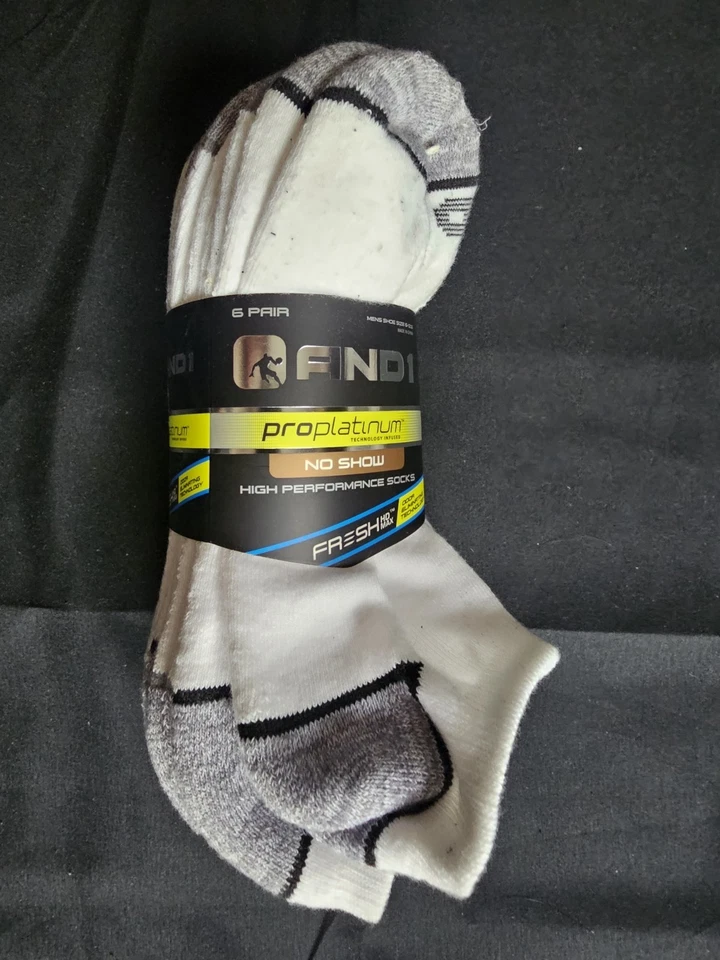 Calcetines AND1 ProPlatinum No Show para hombre, blancos, 12 pares, talla 6-12,5 Foto 1 de 4
