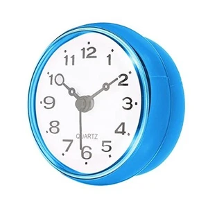 Waterproof Bathroom Clock, Mini Round Wall Clocks with Suction Cup for Blue - Picture 1 of 8