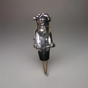 Pottery Barn BULLDOG Wine Bottle Stopper  Stainless With Charm Retired - Picture 1 of 7