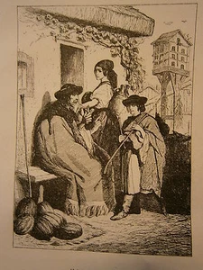 Gravure 19° Maison de paysans Hongrois Hongrie  Magyarország Magyar - Picture 1 of 1