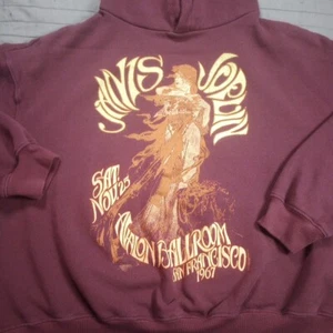 janis joplin Mens Hoodie XL Long Sleeve Burgundy Used - Picture 1 of 13