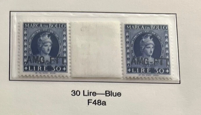 Trieste AMG-FTT Fiscal Revenue Marca Da Bollo 30L Gutter Pair MNH Bush F48a - Image 1 of 1